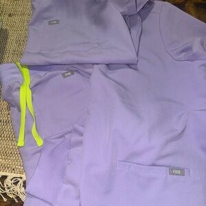 Figs Purple Scrub Set with Bright Yellow Accents